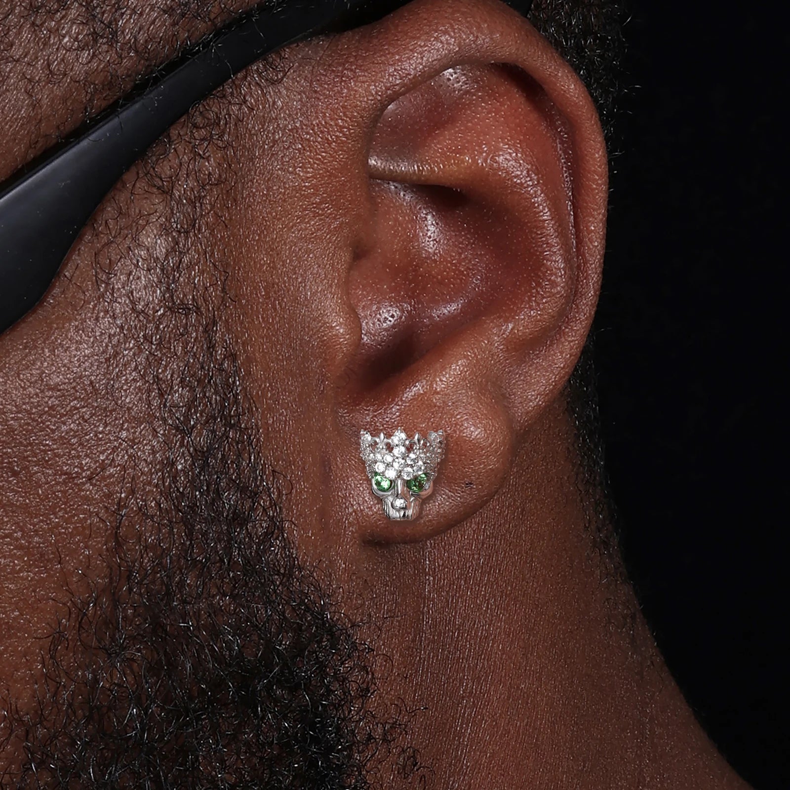 The Undead | Fleur De Lis Crown Skull Head Hip Hop Moissanite Diamond 925 Earrings