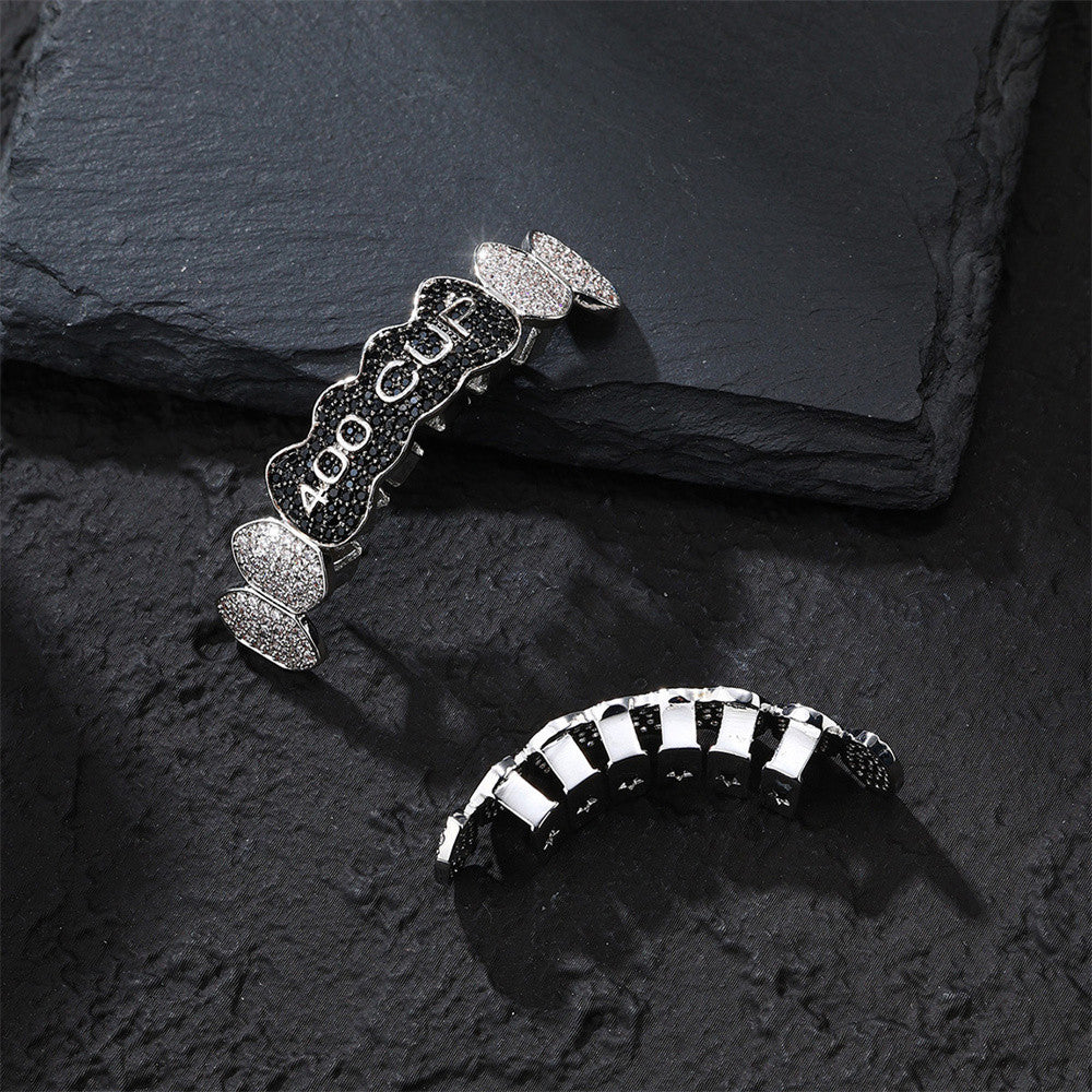 Flooded Ice VVS Diamond CZ Hip Hop Two Tone Stone Iced Blinged Out Mouth Teeth Grillz