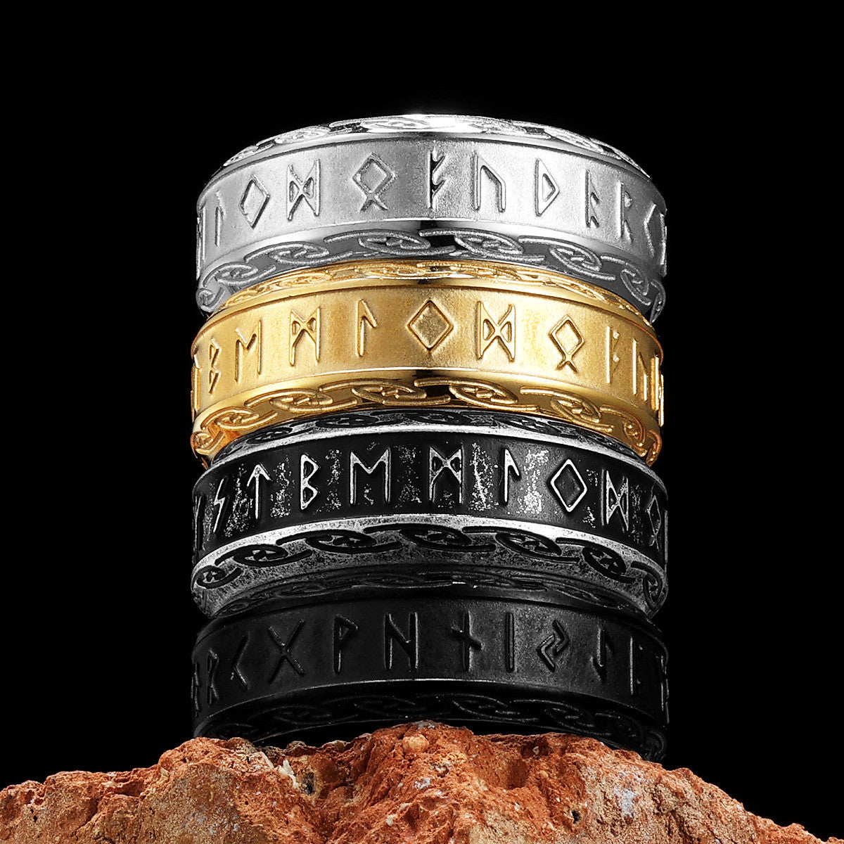 Viking Runes | No Fade Solid Stainless Steel Viking Mythology Street Wear Rings