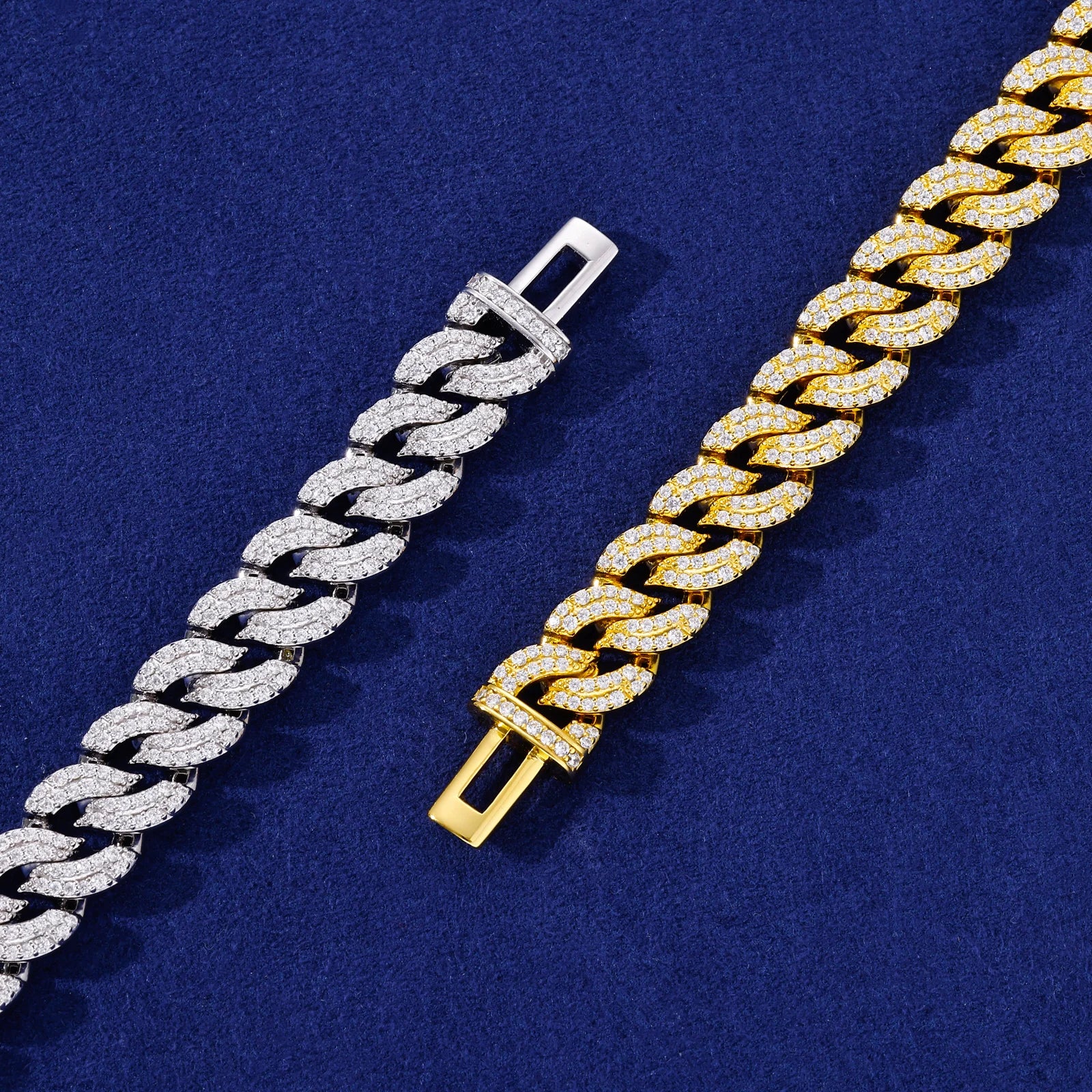 Pattern Of Fire | 10mm 925 Silver Moissanite Diamond Miami Cuban Link Hip Hop Bracelet