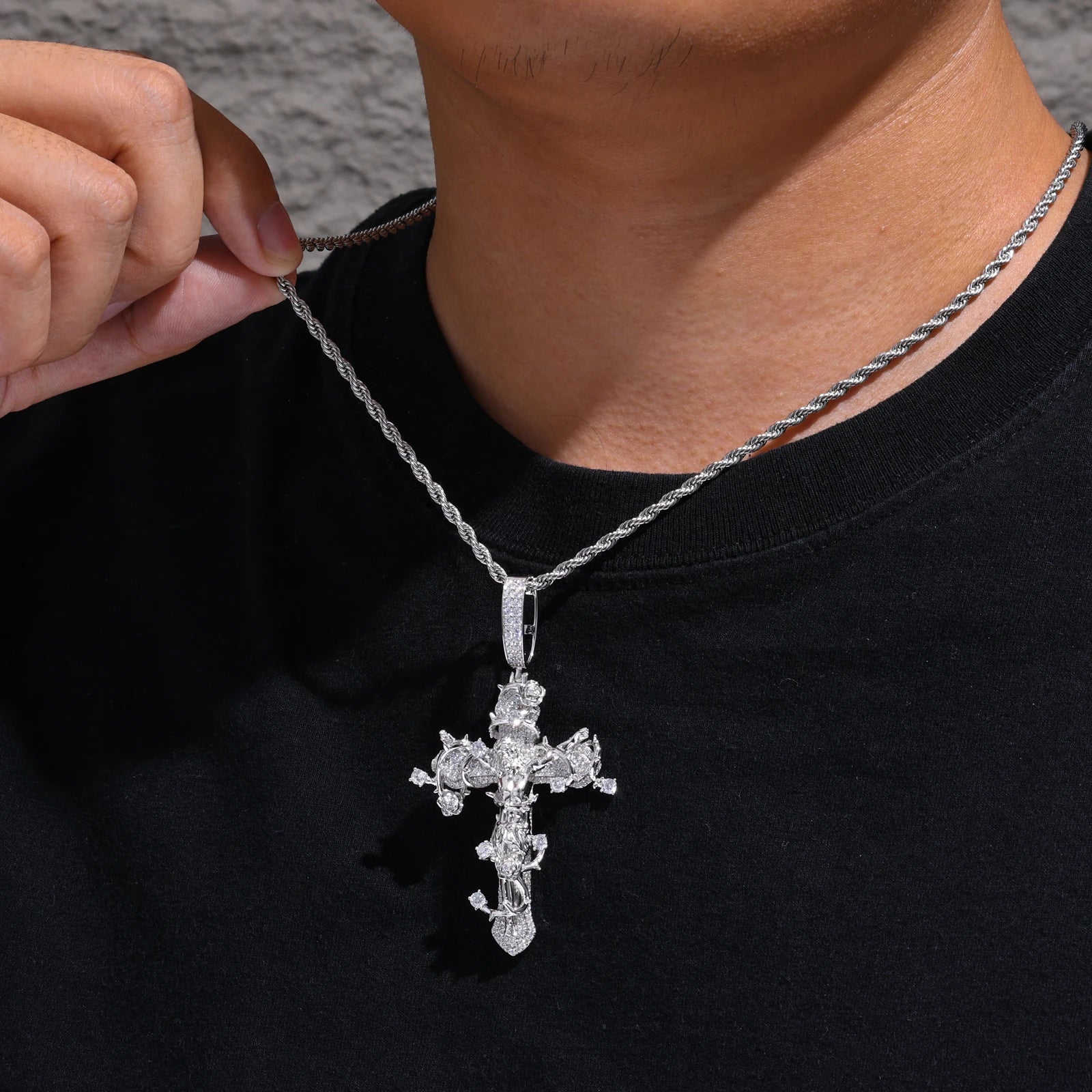 Thorns of Salvation | Original Design Iced Blinged Out 925 Moissanite Diamond Cross