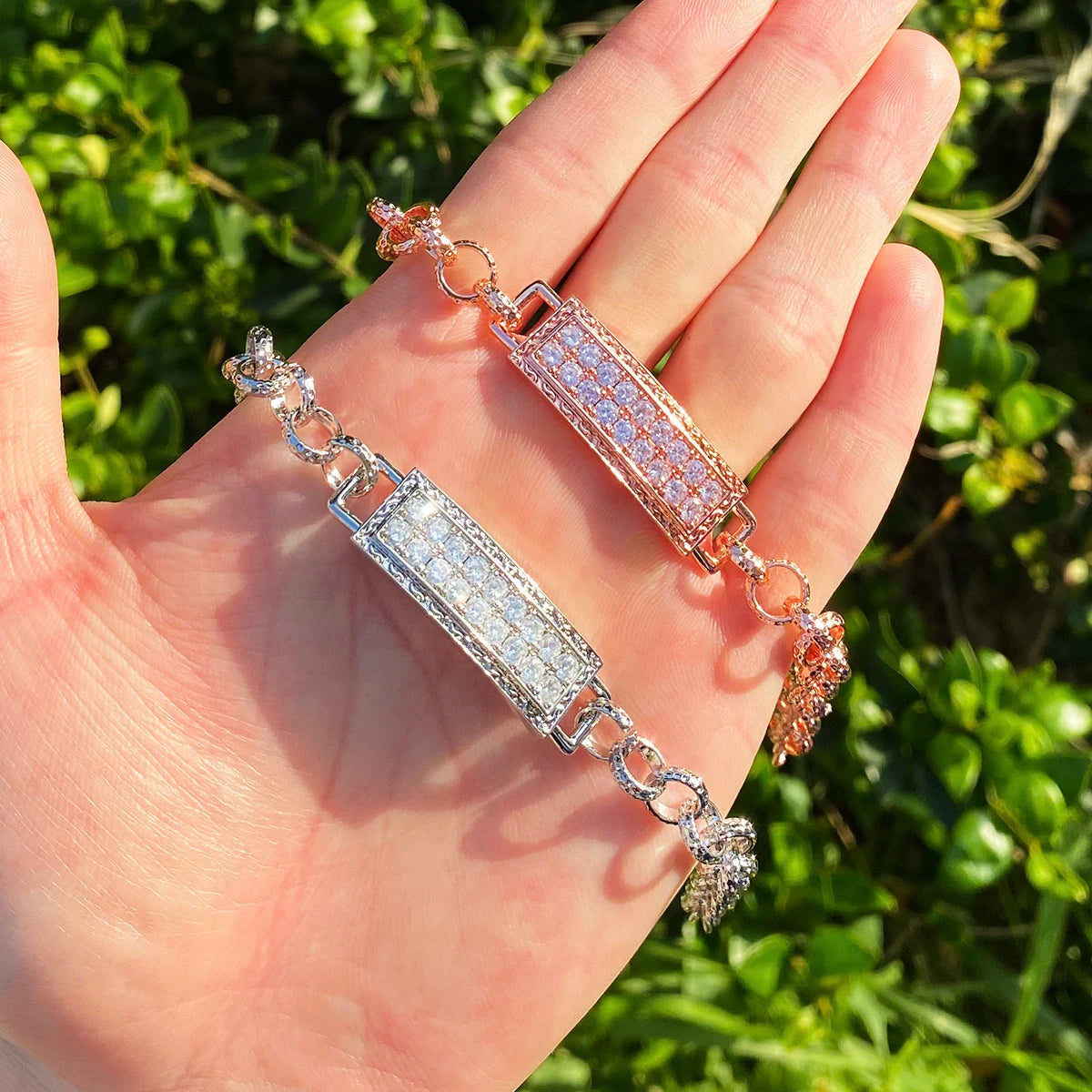 Iced Tag | VVS Diamond CZ Rolo Link Iced Blinged Out Tag Hip Hop Bracelet