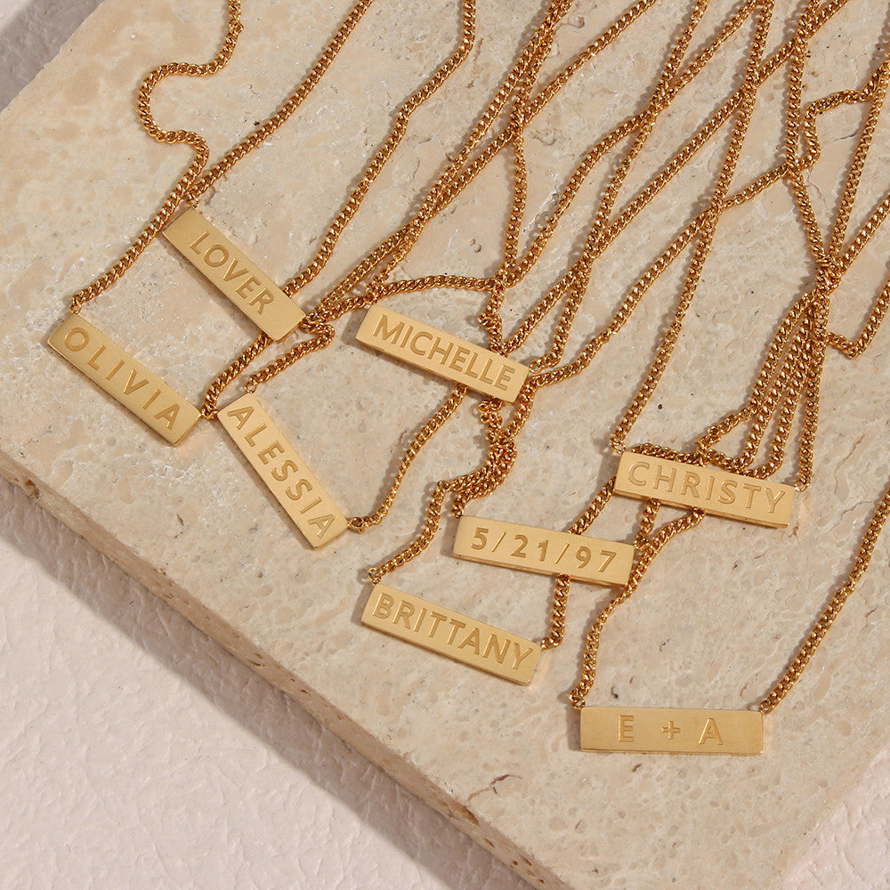 Ladies 18k Gold Stainless Steel Waterproof Personalized Custom Name Necklace