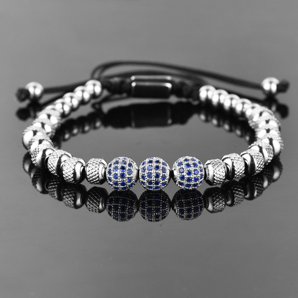 Heritage Bracelet | 3 Bead Micro Pave Stainless Steel Luxury Bracelets