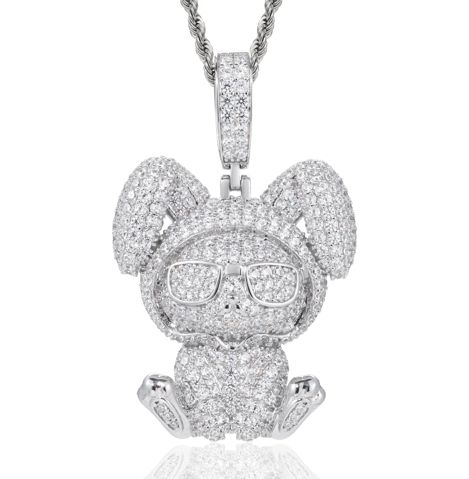 Kid-Bunny | 925 Sterling Silver Hip Hop Moissanite Diamond Kid Bunny Pendant