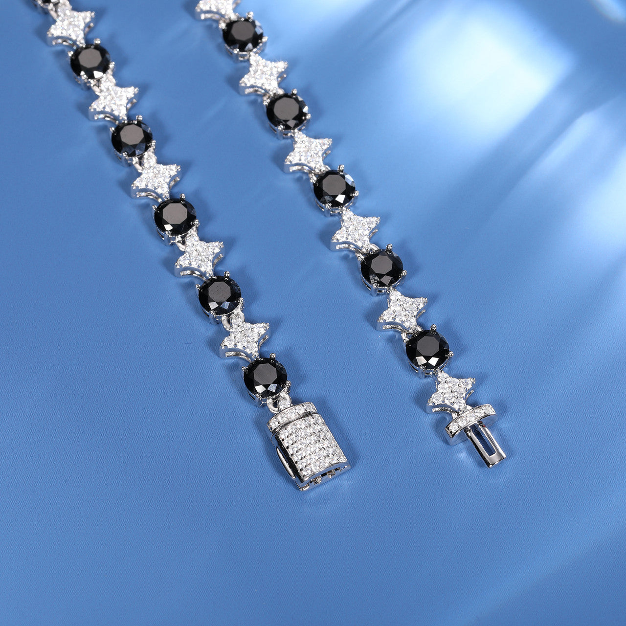 Cosmic Ice | 6mm Moissanite Diamond Iced Blinged Out Black Stone Tennis Link Chain Bracelets