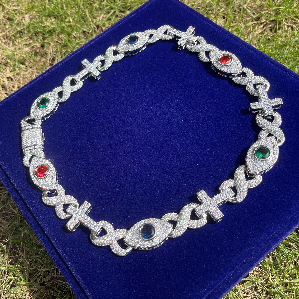 Good VS Evil | Evil Eye Infinity Cross Cuban Link Hip Hop Chain Necklace