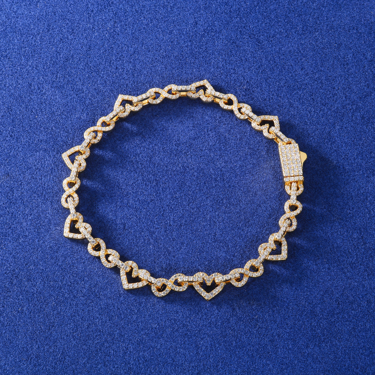 Infinity Heart | Moissanite Diamond Solid Sterling Silver Exquisite 8mm Full Iced Bracelet