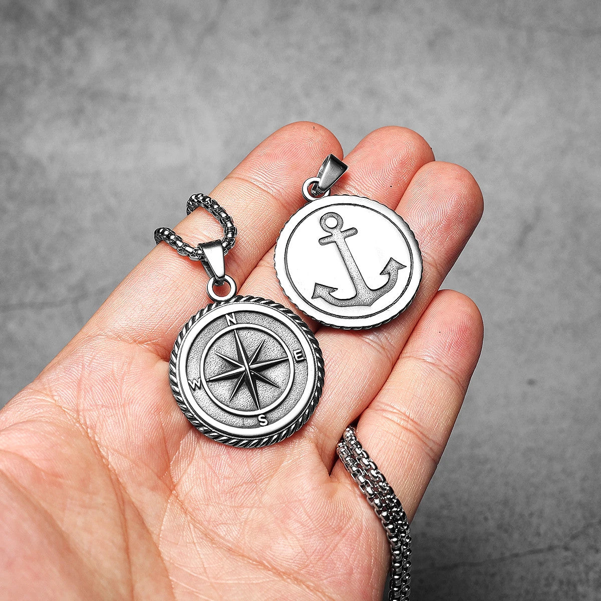 Compass Anchor | 316L Solid Stainless Steel Nautical Anchor Pendant