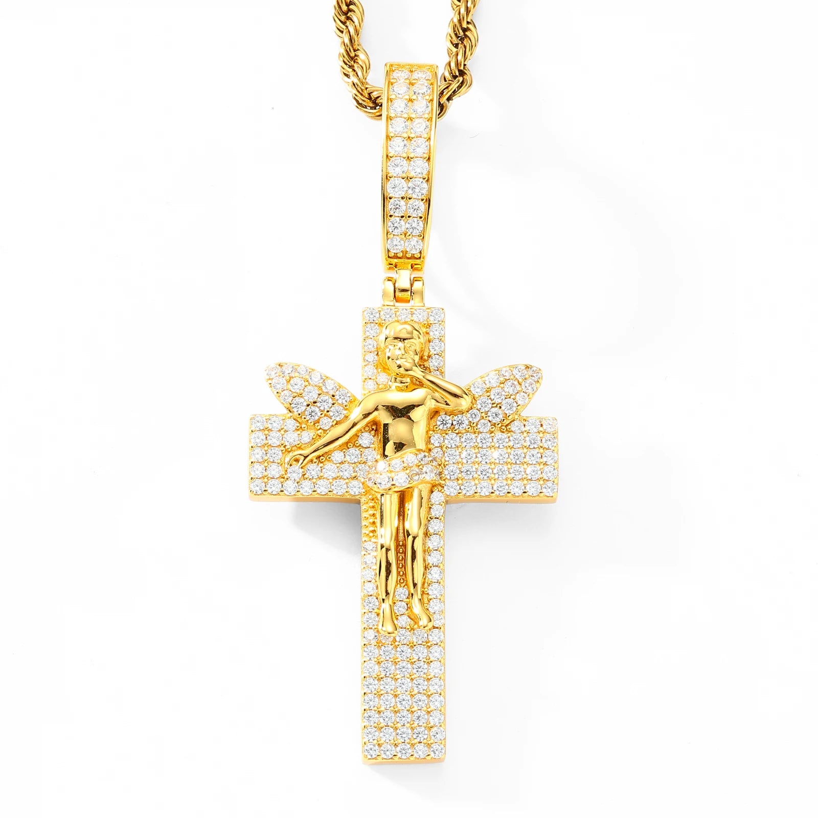 All Seeing Cross | 925 Sterling Silver D VVS1 Moissanite All Seeing Eye Hip Hop Cross Pendant
