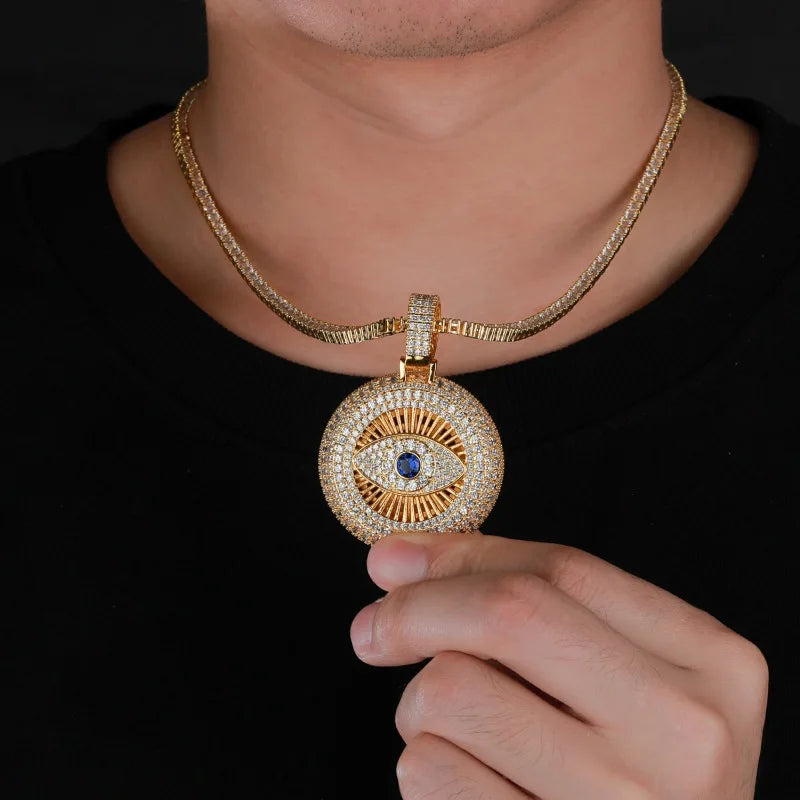 All Seeing Eye ll|Flooded Ice 24k 925 Silver Rose Gold 5AA+ Hip Hop Iced Pendant