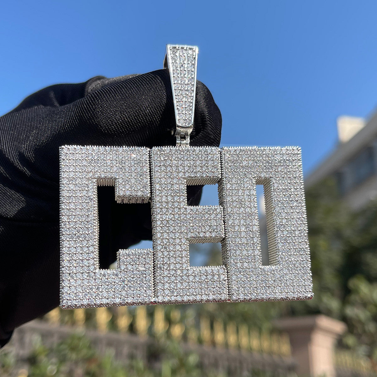 RetroCube | Square Block 80's Retro letters Custom Name Plate Hip Hop Pendant