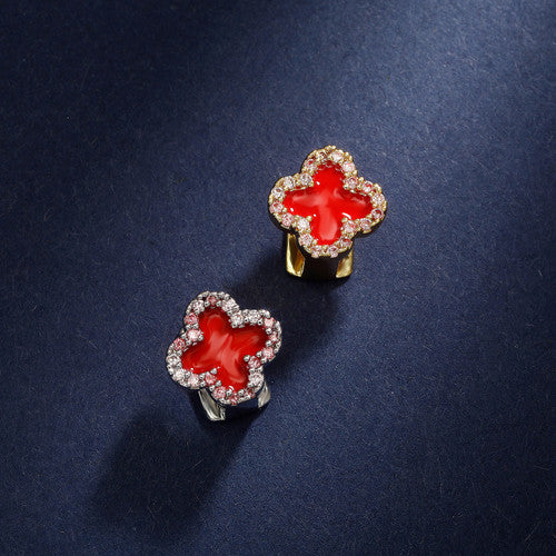 Red Star | VVS Diamond CZ Slick Single Tooth Teeth Hip Hop Mouth Grillz