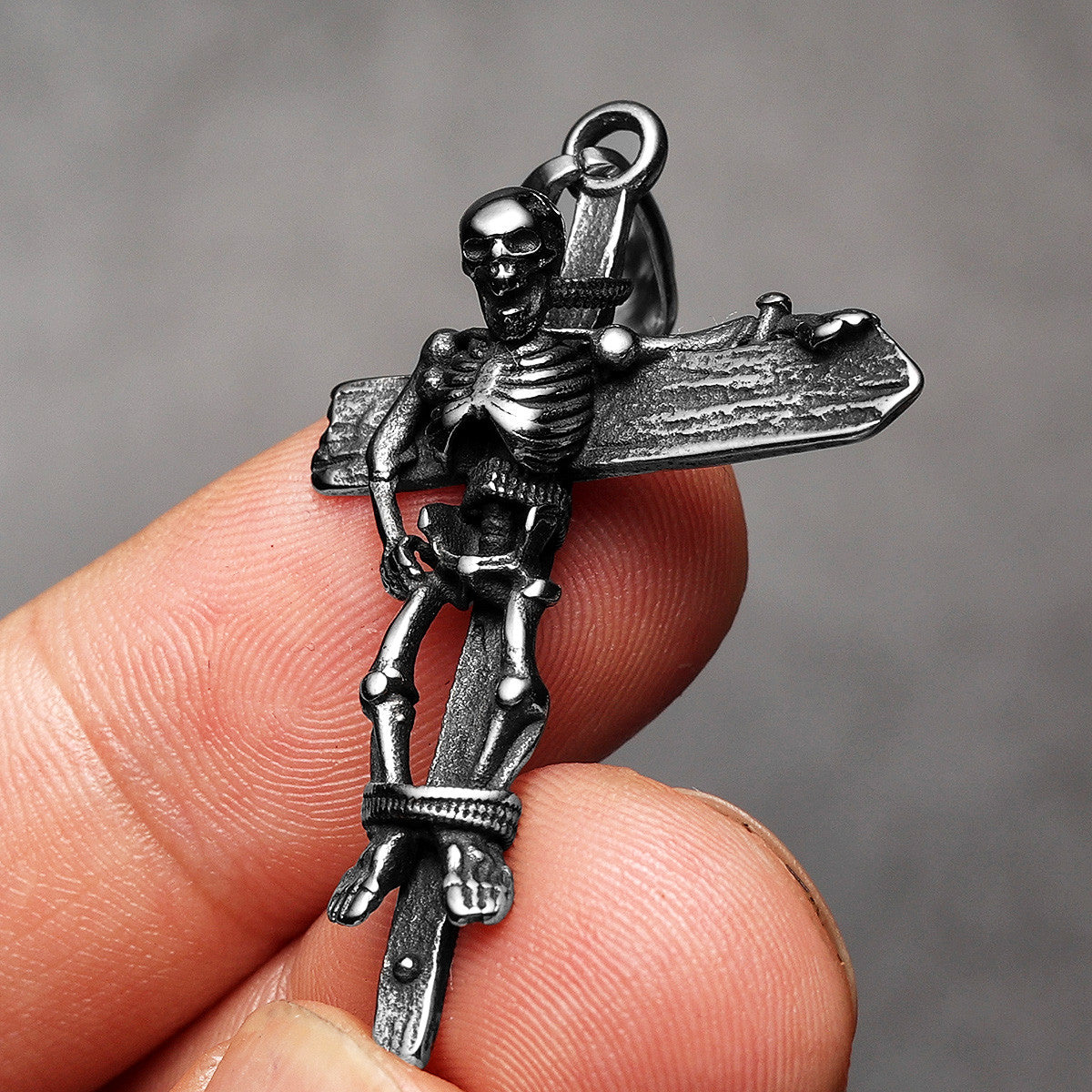 Skull Cross | 316L No Fade Stainless Steel Broken Cross Skeleton Hip Hop Street Wear Pendant