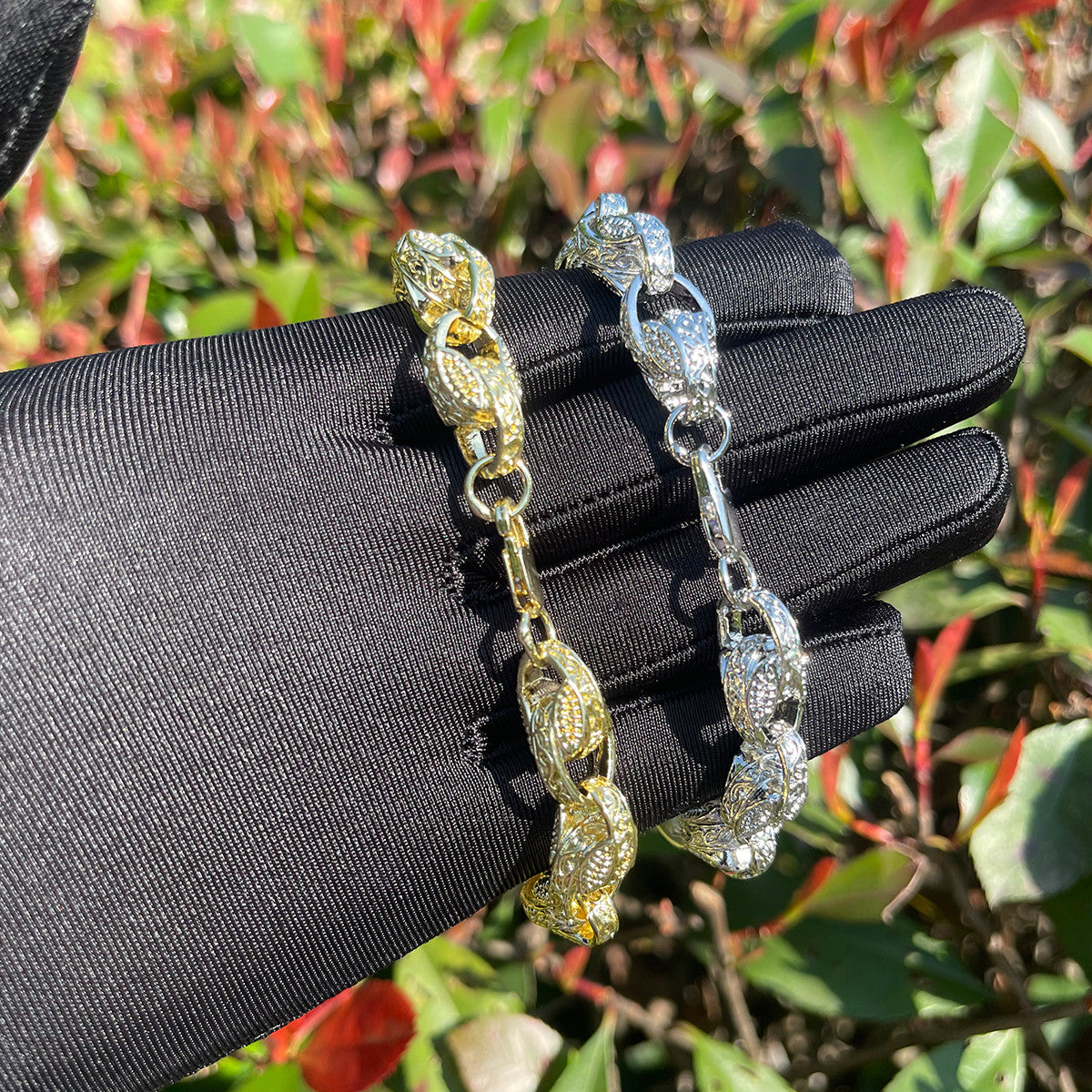 LuxeTulip | Mens 12mm 3D Tulip Link Rebirth Retro Design Hip Hop Bracelet