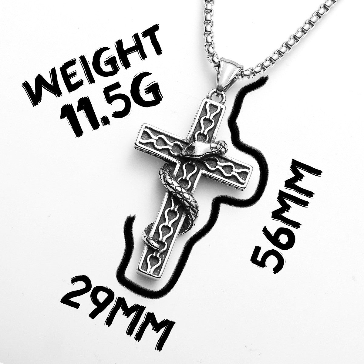 Snake Cross | Street Wear 316L No Fade Stainless Steel Good vs Evil Cross Pendant