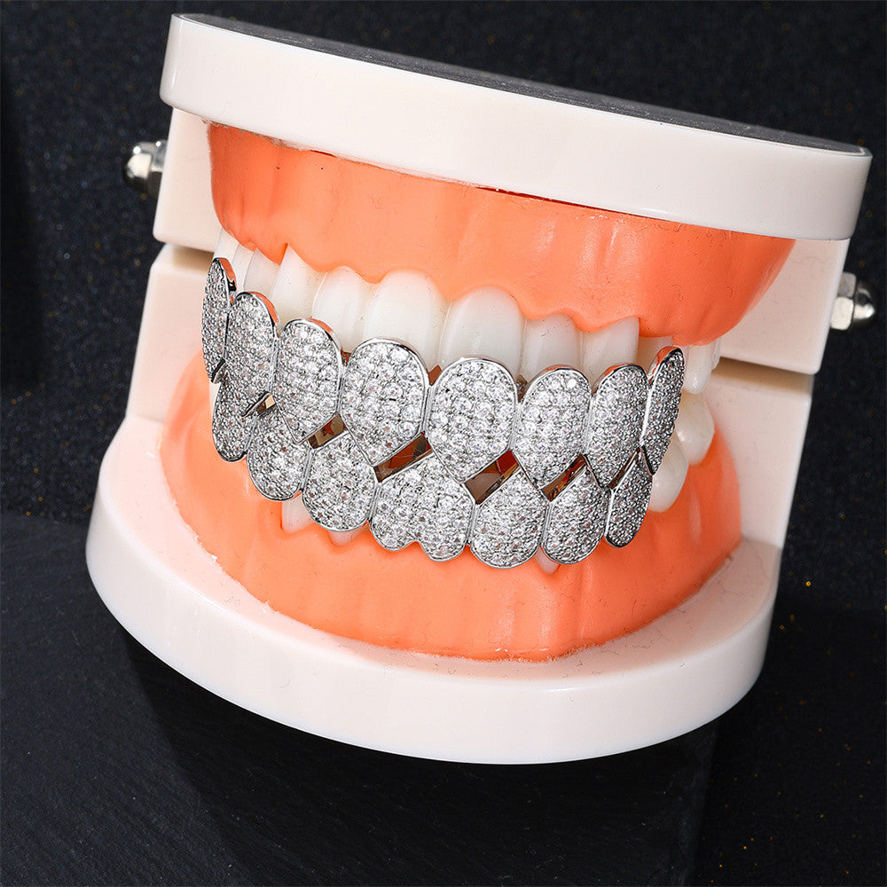 Hustla Tears | VVS Diamond CZ Hip Hop Full Teeth Cap Top Bottom Mouth Grillz Set