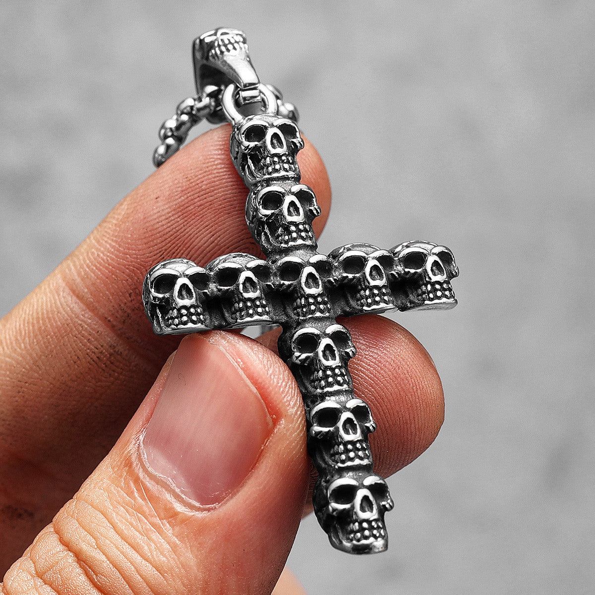 Gothic Skull Cross | 316L No Fade Stainless Steel Men's Street Wear Unique Cross Pendant
