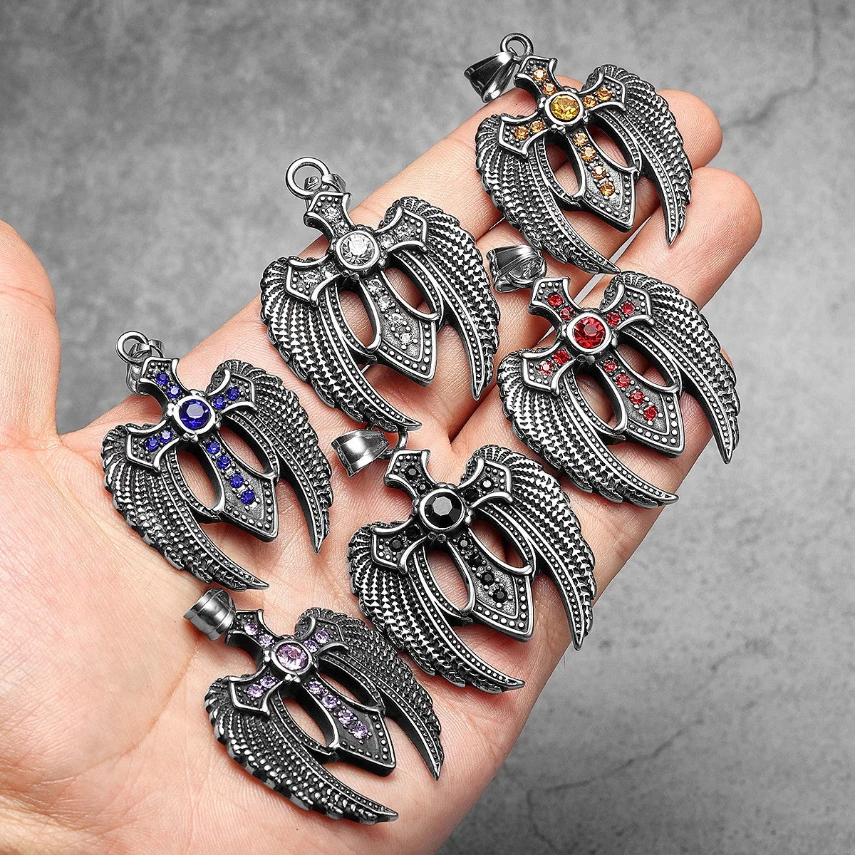 Angel Wing Cross | 316L No Fade Stainless Steel Amulet Style Hip Hop Pendant