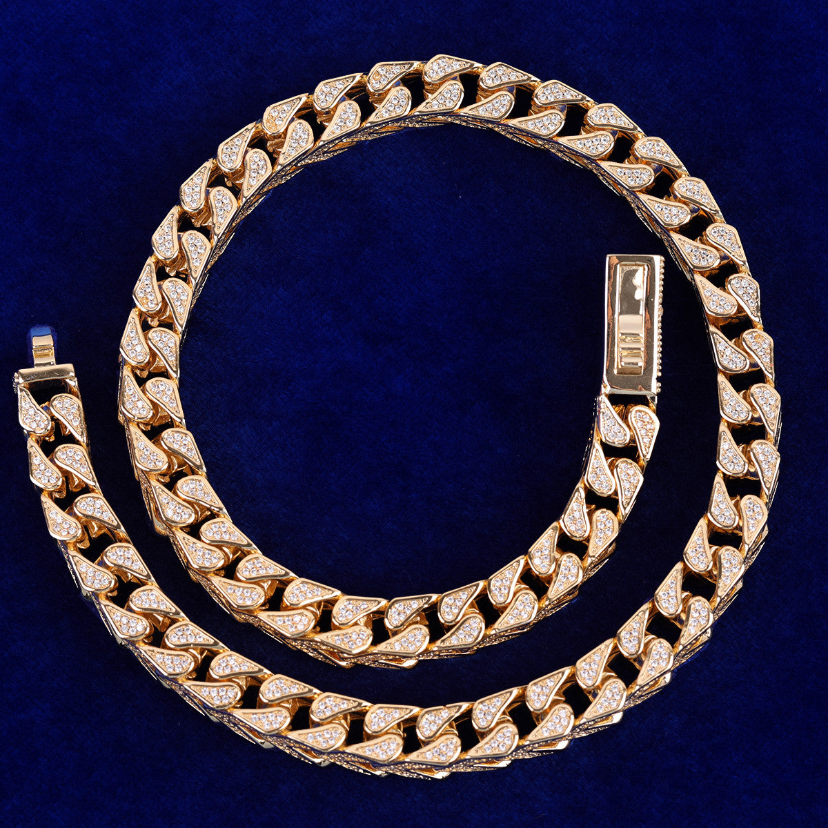 Mens Iced Prong Set White Gold Infamous Thick Franco Link Hip Hop 