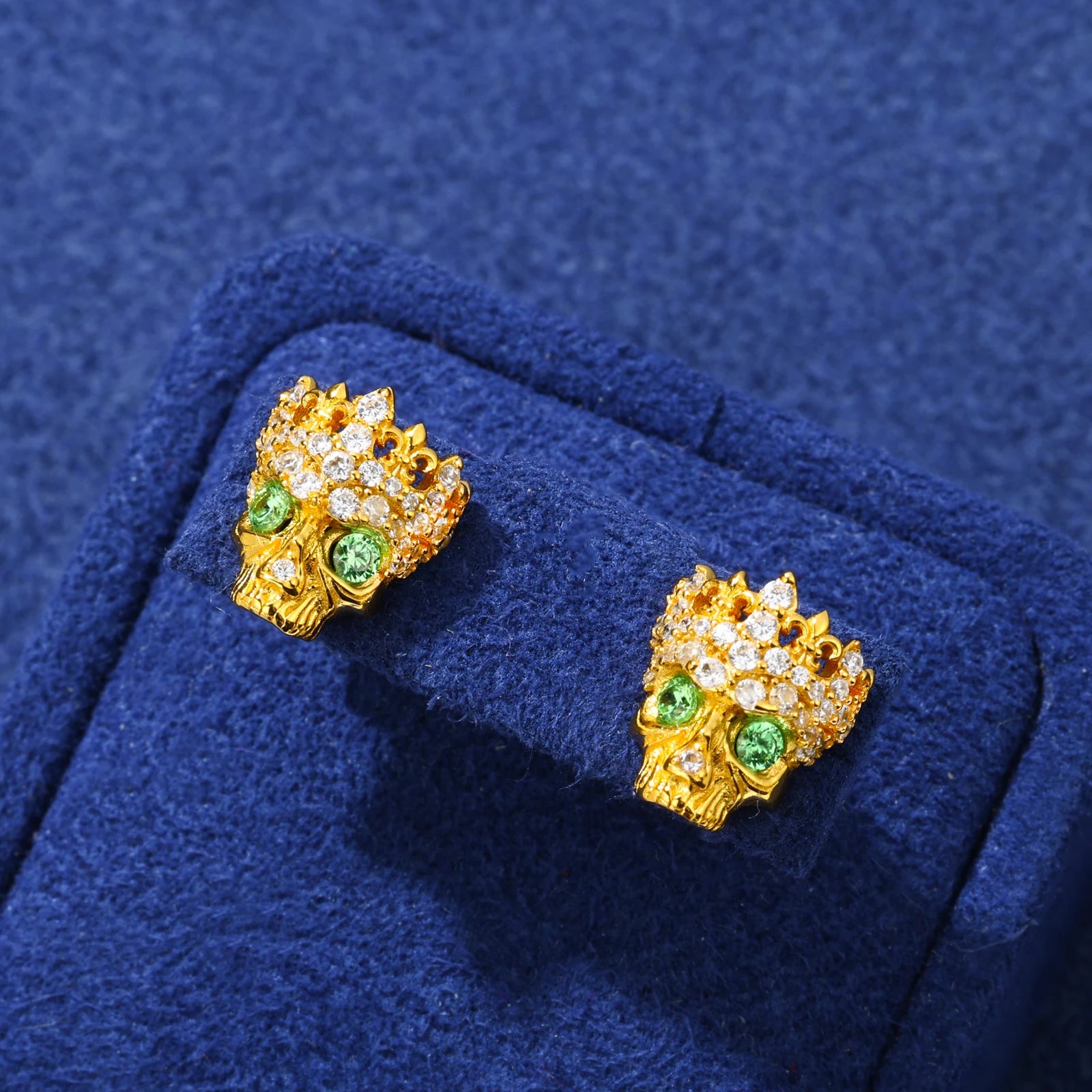 The Undead | Fleur De Lis Crown Skull Head Hip Hop Moissanite Diamond 925 Earrings