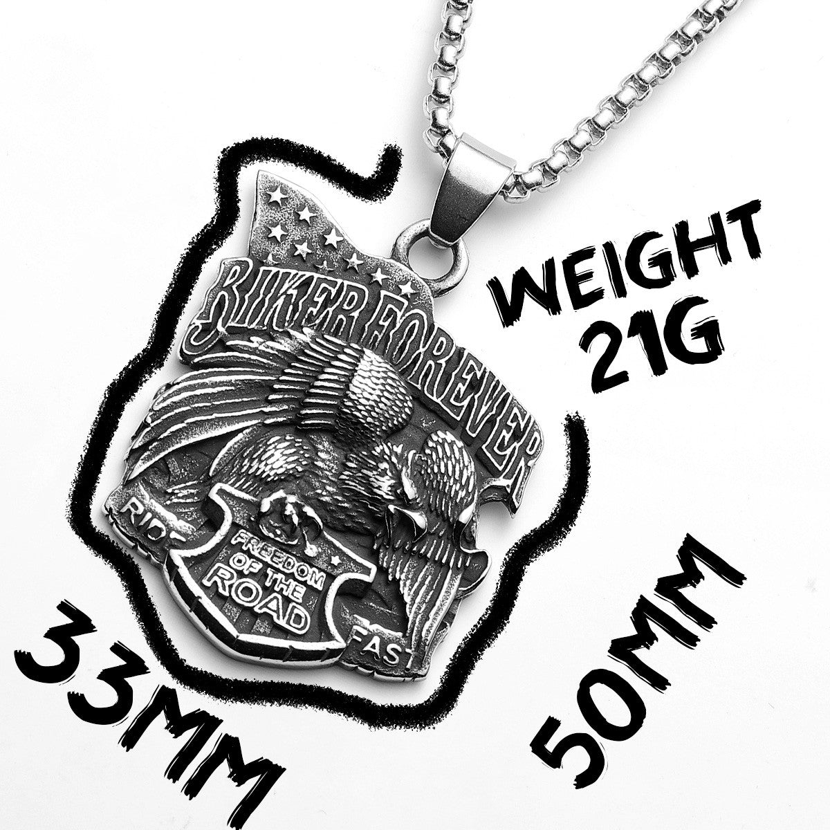Biker Forever | No Fade Stainless Steel Live Free Eagle Motorcycle Vintage Pendant