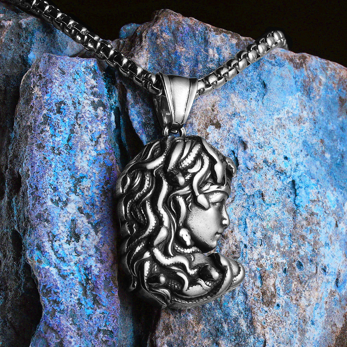 Medusa | Solid Stainless Steel Greek Mythology Snake Hair Gorgon Amulet Pendant