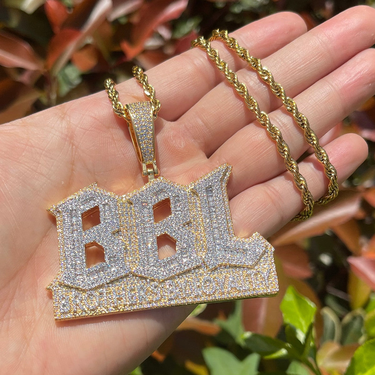 BBL | Mens Iced Brothers By Loyalty Blinged Out Hip Hop VVS Diamond CZ Chain