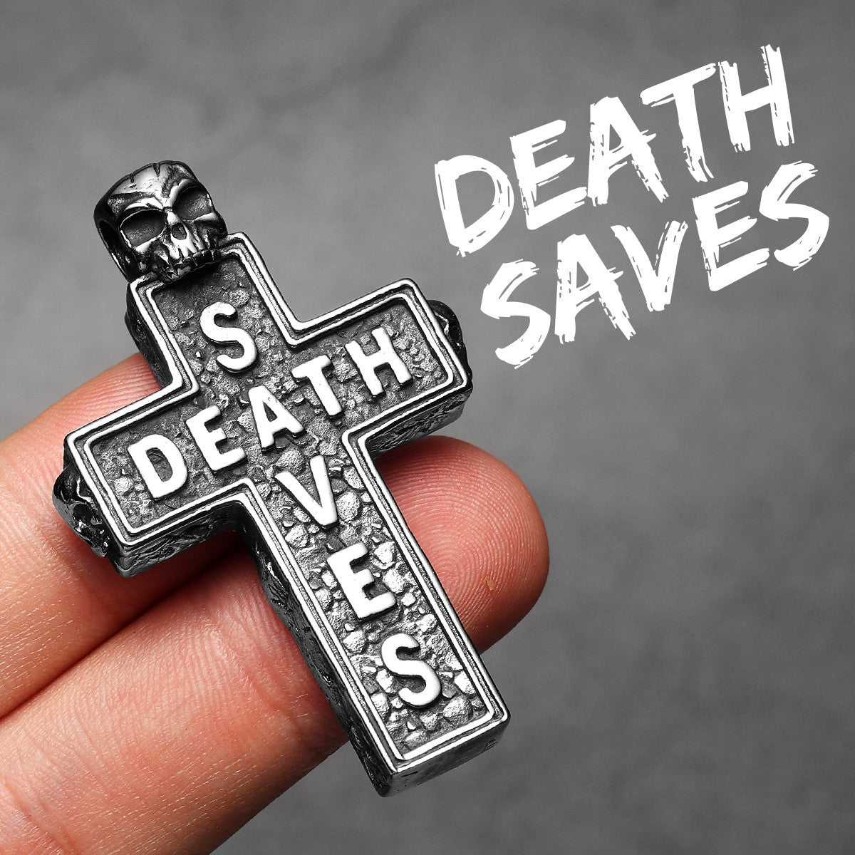 Death Saves | 316L No Fade Stainless Steel Street Wear Hip Hop Skull Cross Pendant Chain