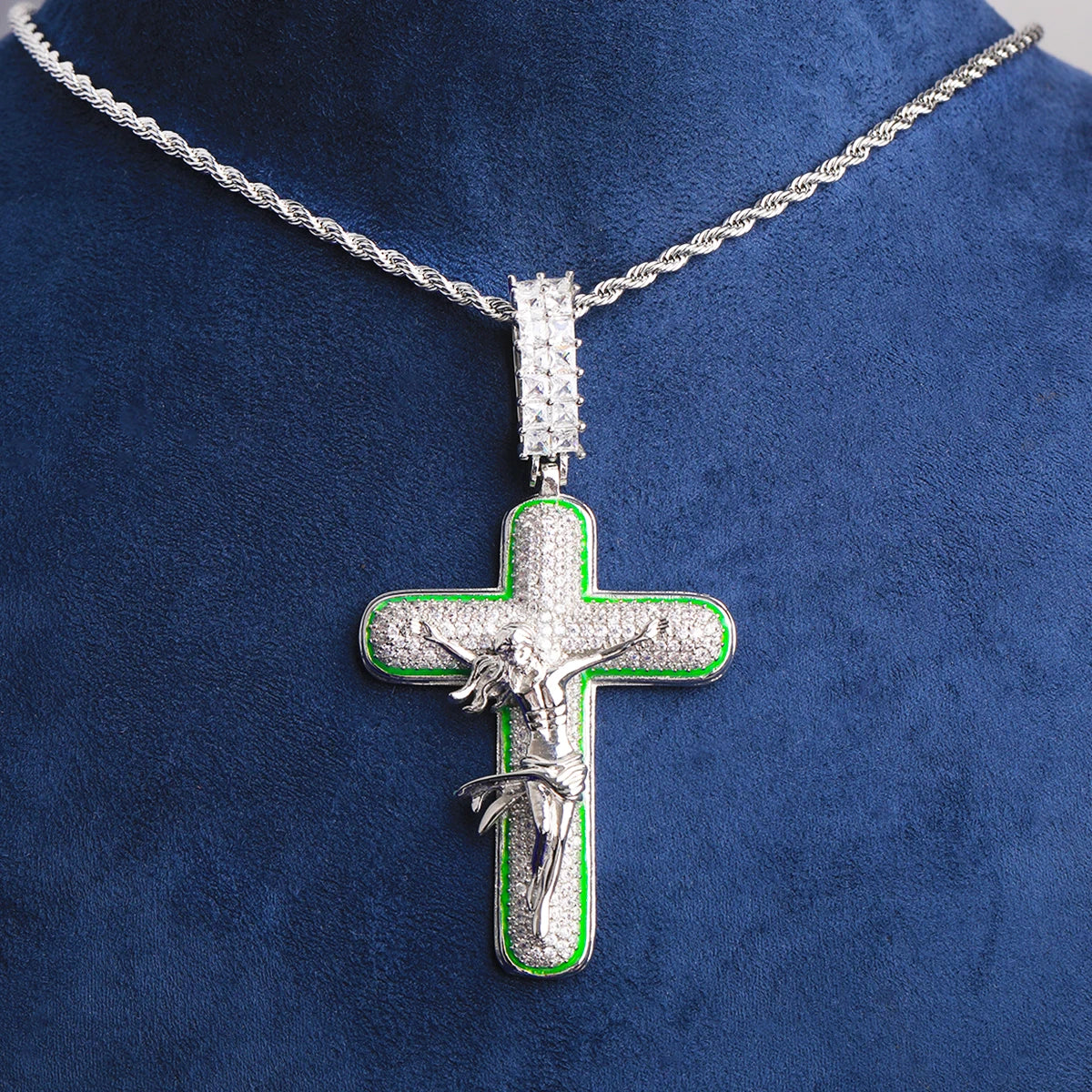 The Messiah | VVS Diamond CZ Jesus Piece Iced Blinged Out Cross Pendant