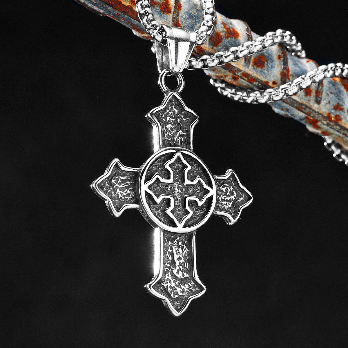 Circle Of Light | Solid Stainless Steel Christian Religion Hip Hop Cross Pendant