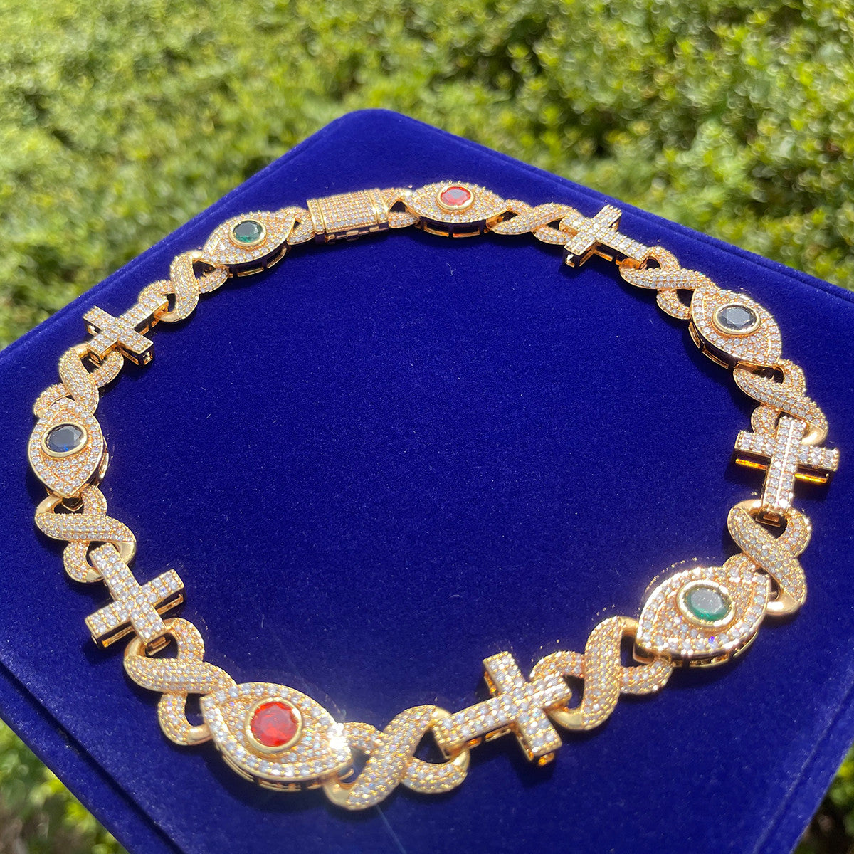 Good VS Evil | Evil Eye Infinity Cross Cuban Link Hip Hop Chain Necklace