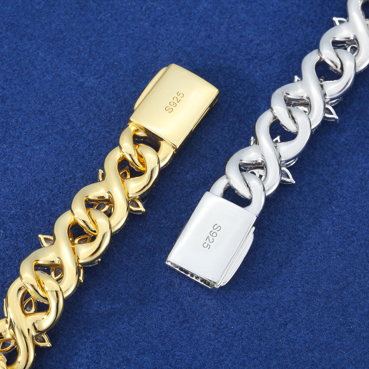 Cuban Flower | Solid Sterling Silver Infinity Cuban Link Moissanite Diamond Bracelet