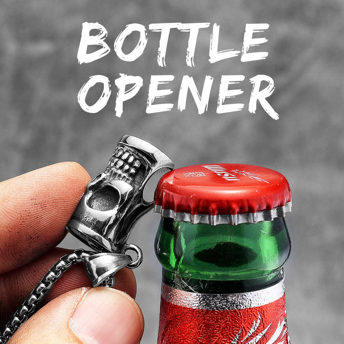 Can Beer Bottle Opener | 316L No Fade Stainless Steel Gothic Skull Streetwear Pendant