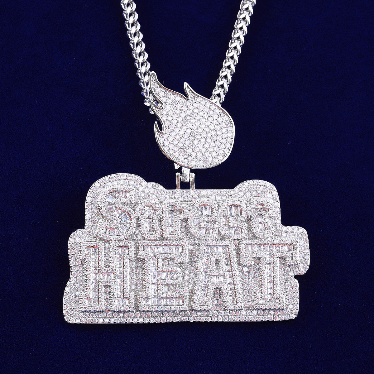 Street Heat | Name Plate VVS Diamond CZ Iced Blinged Out Pendant Chain Necklace