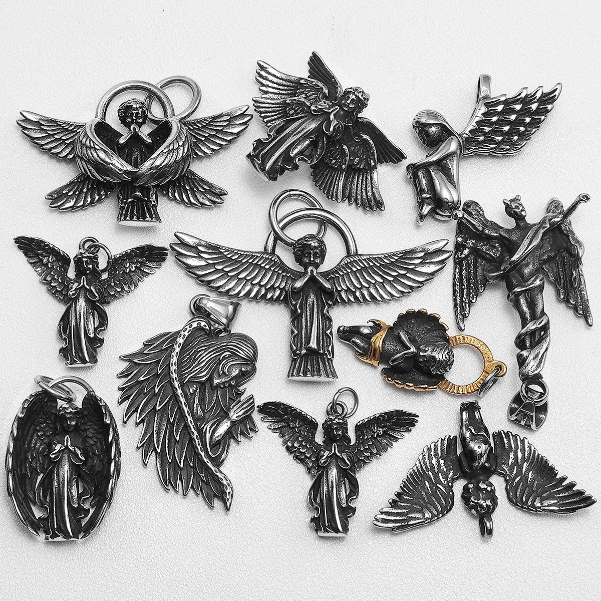 Angel Wing Collection | 316L No Fade Stainless Steel Prayer Angel Pendants