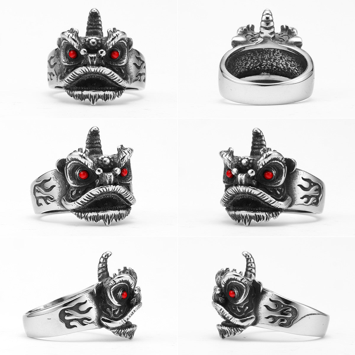 Chinese Lion Dance | 316L Solid No Fade Stainless Steel Unique Cultural Men Rings