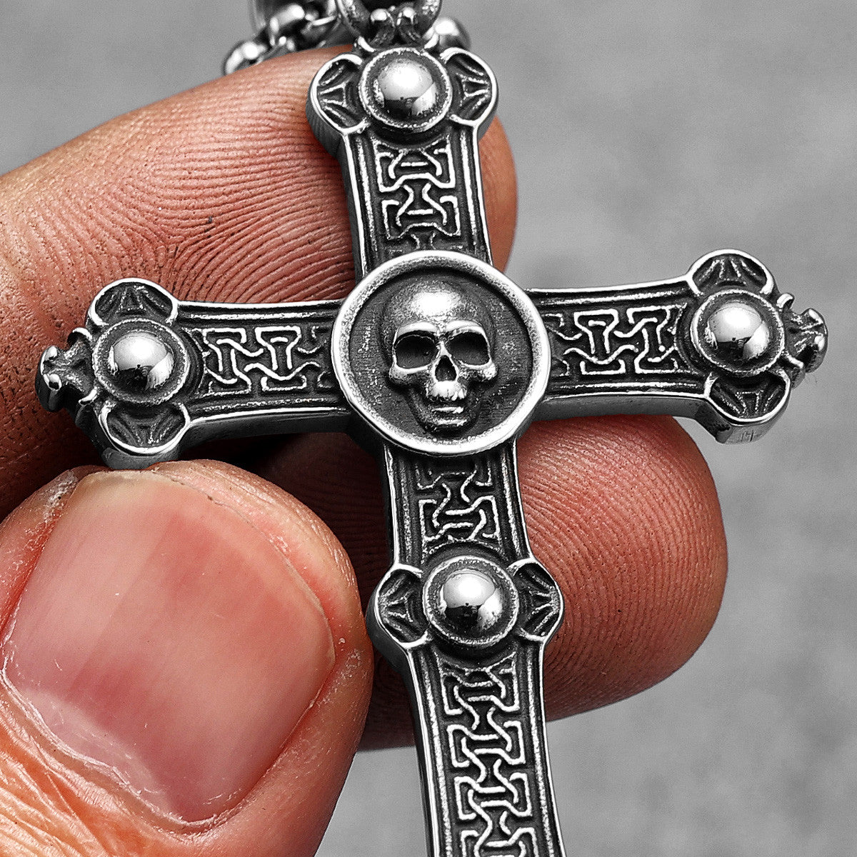 Skull Cross | 316L No Fade Stainless Steel Secret Society Cross Hip Hop Pendant