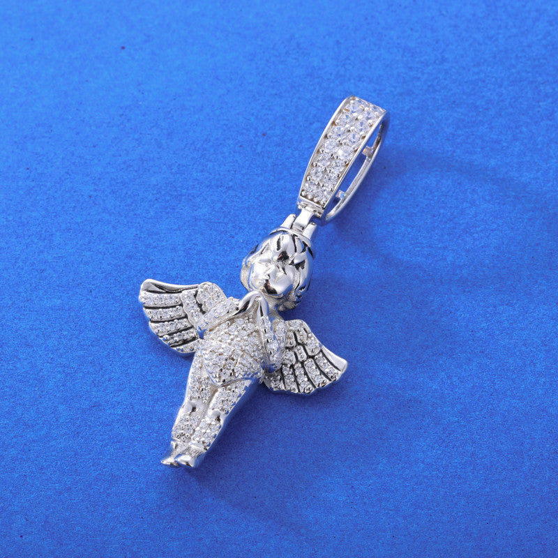 Blessed Angel | VVS D Color Moissanite Diamond Sterling Silver Hip Hop Prayer Hands Pendant