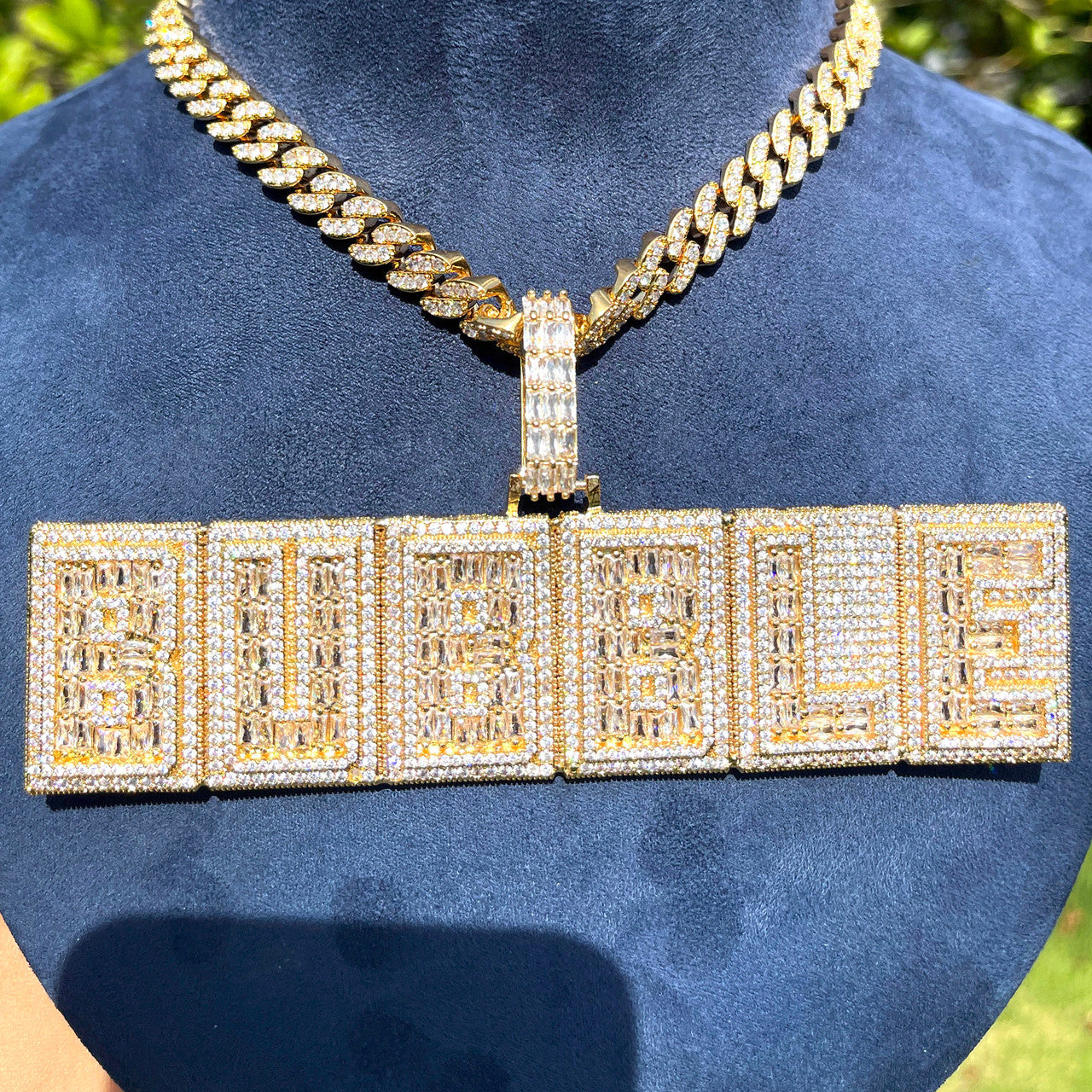 Boxed Baguettes | Four Prong Iced VVS Diamond CZ Custom Made Hip Hop Pendant