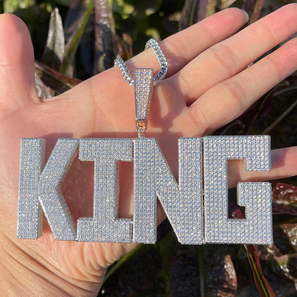 RetroCube | Square Block 80's Retro letters Custom Name Plate Hip Hop Pendant