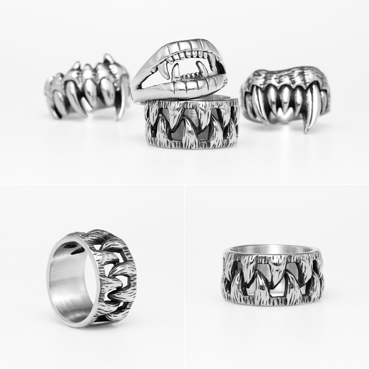 Beast Mode | 316L No Fade Stainless Steel Demon Monster Teeth Unique Hip Hop Rings