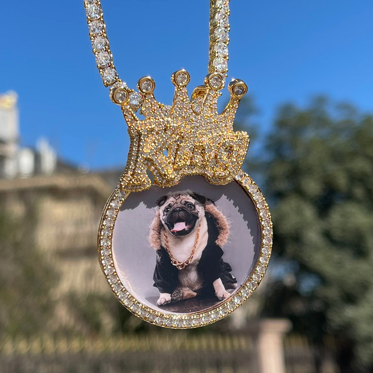 King Queen Iced Custom Photo Picture Hip Hop Chain Pendants