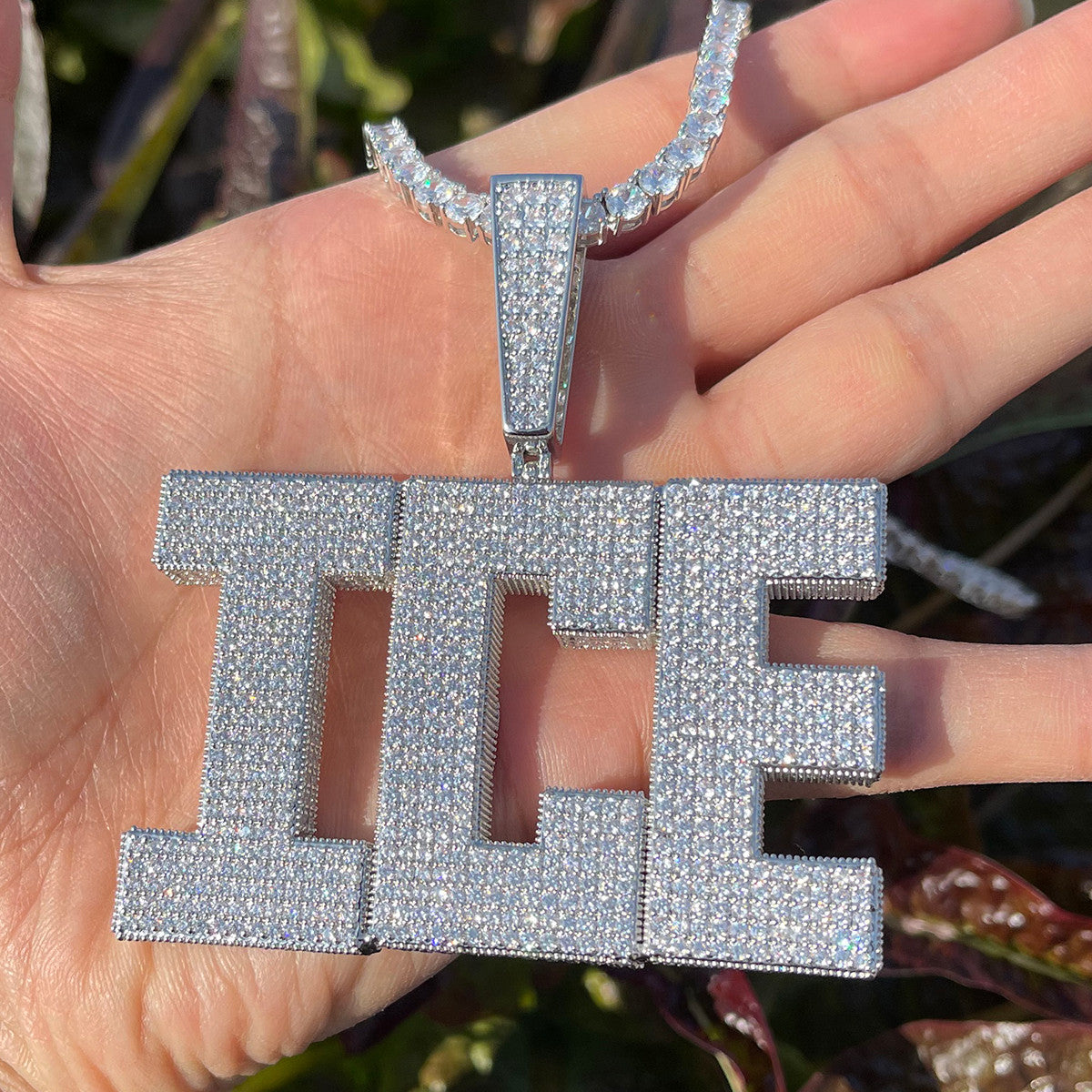 RetroCube | Square Block 80's Retro letters Custom Name Plate Hip Hop Pendant