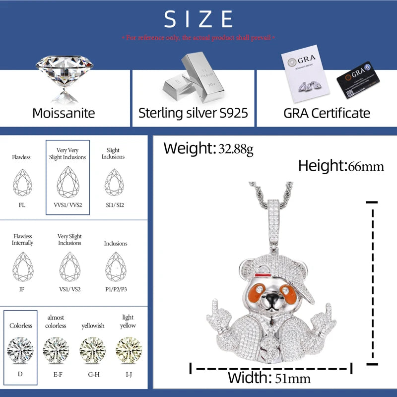 Luchini | VVS Moissanite Diamond Money Pouring From The Sky Hip Hop 925 Solid Pendant
