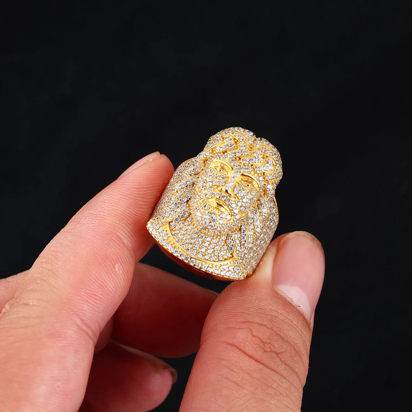 Man Of Faith | Luxury 925 Sterling Silver Jesus Head Moissanite Diamond Iced Ring