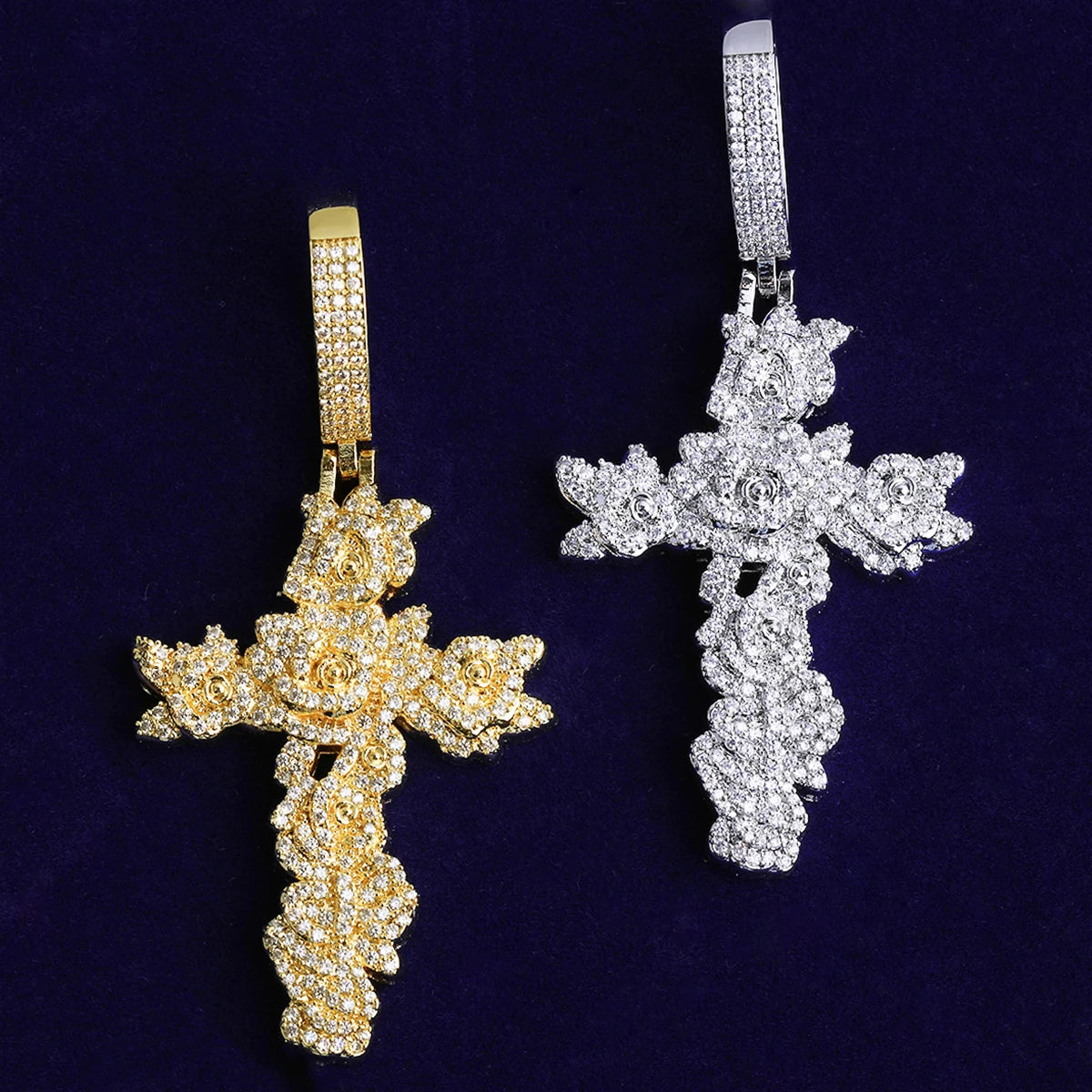 Rose Of Sharon | VVS Diamond CZ 5AA+ Iced Blinged Out Jesus Cross Pendant
