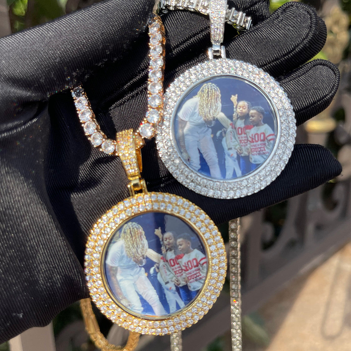 Circle Wreath | Custom Photo VVS Diamond CZ Picture Pendant Necklace