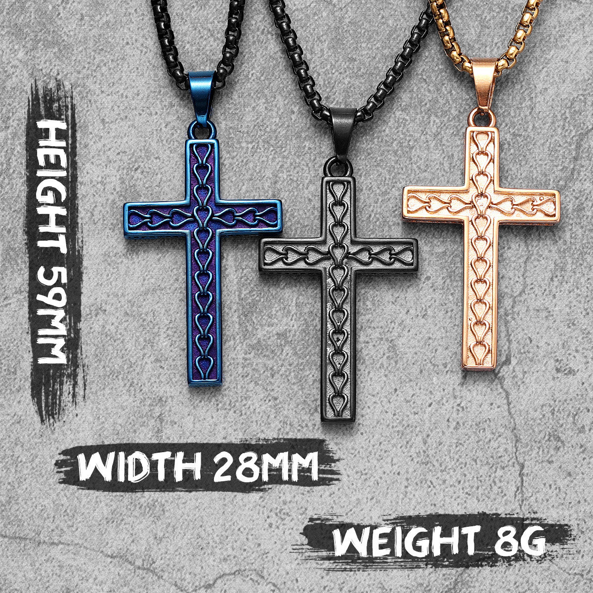 Link Cross | 316L No Fade Muticolor Stainless Steel Hip Hop Street Wear Cross Pendant