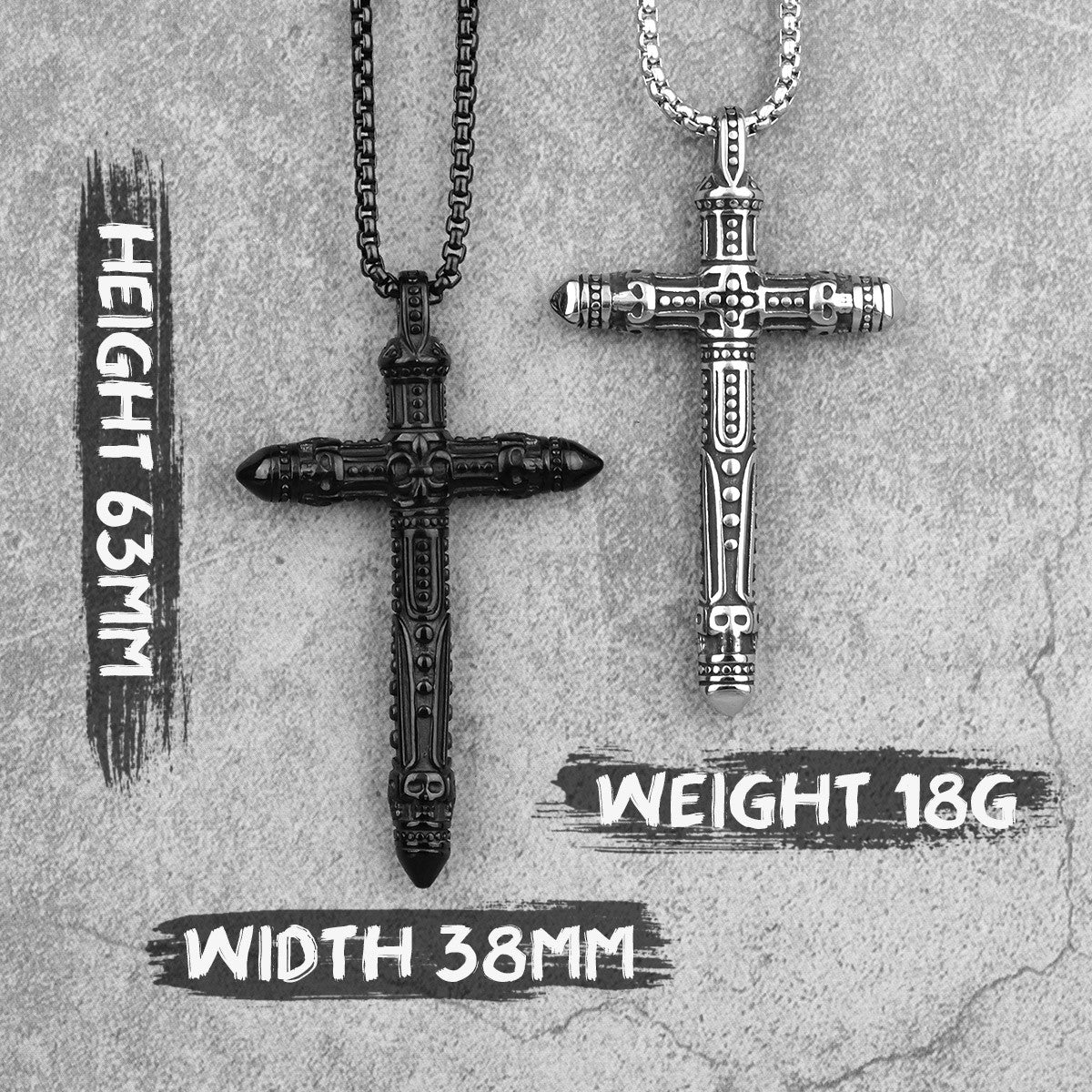 Rugged Cross | 316L No Fade Stainless Steel Black Silver Hip Hop Cross Pendant